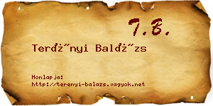 Terényi Balázs névjegykártya